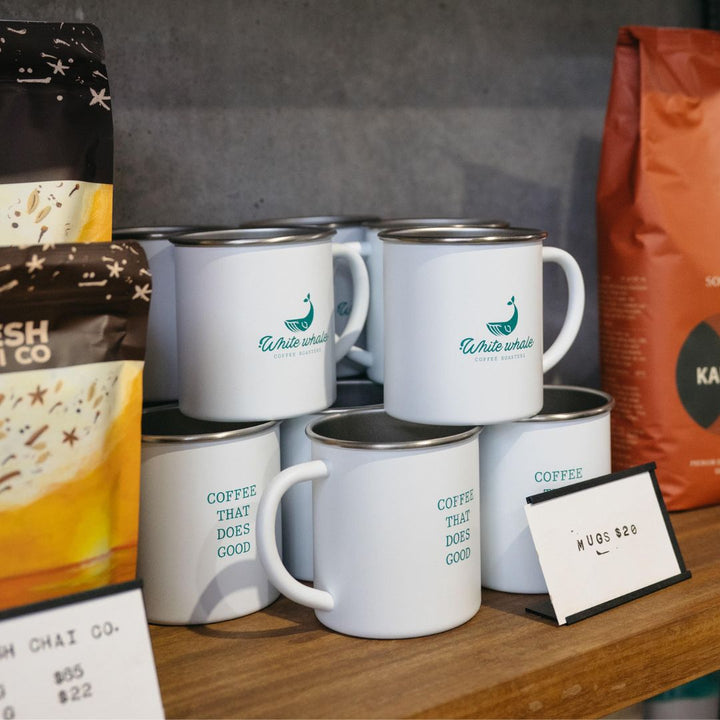 White Whale Enamel Mug