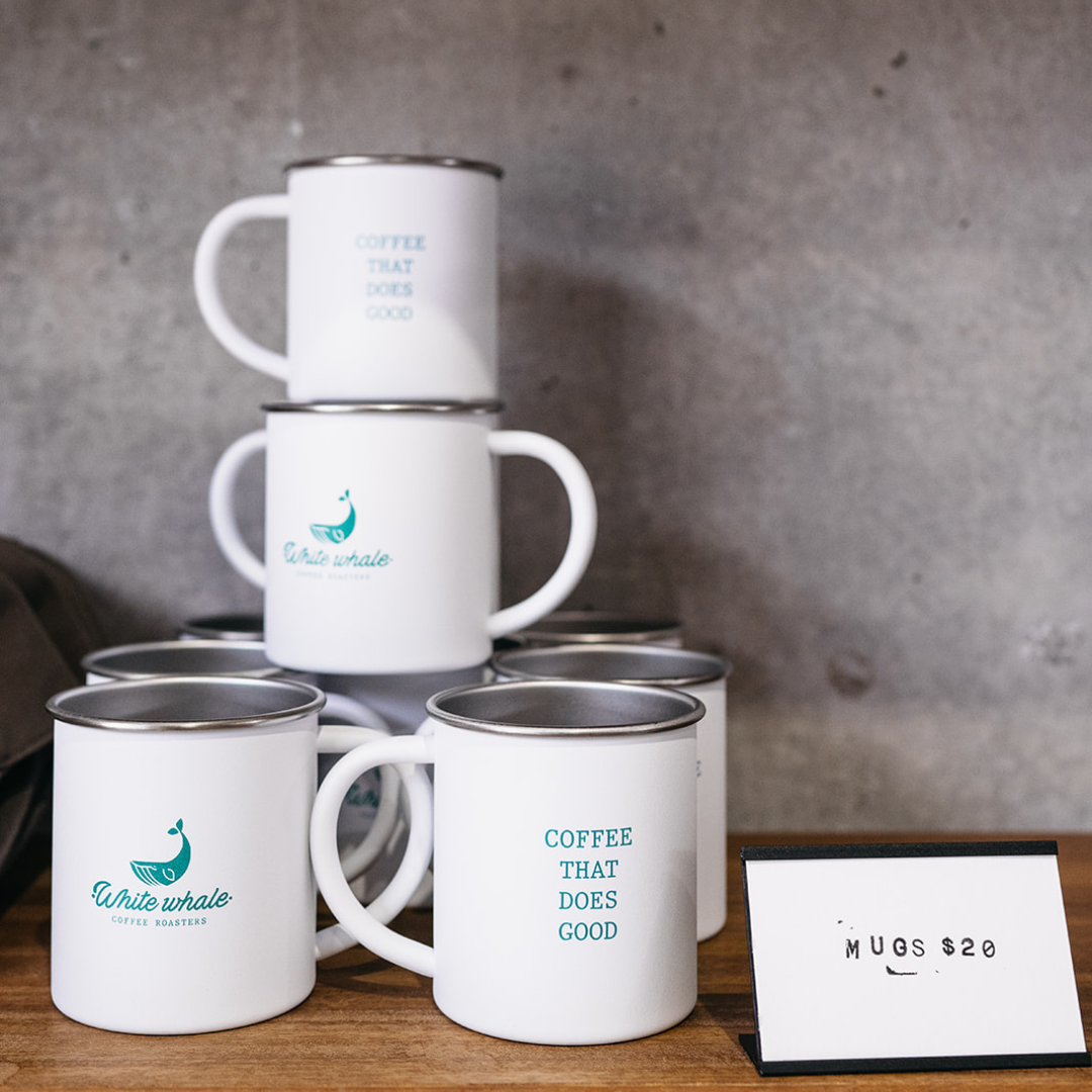 White Whale Enamel Mug